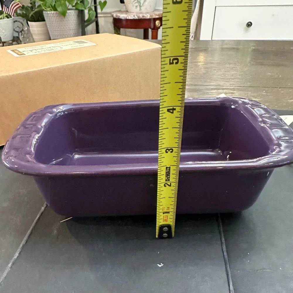 Longaberger Pottery Woven Traditions Eggplant Color Small Loaf Baking  Dish New